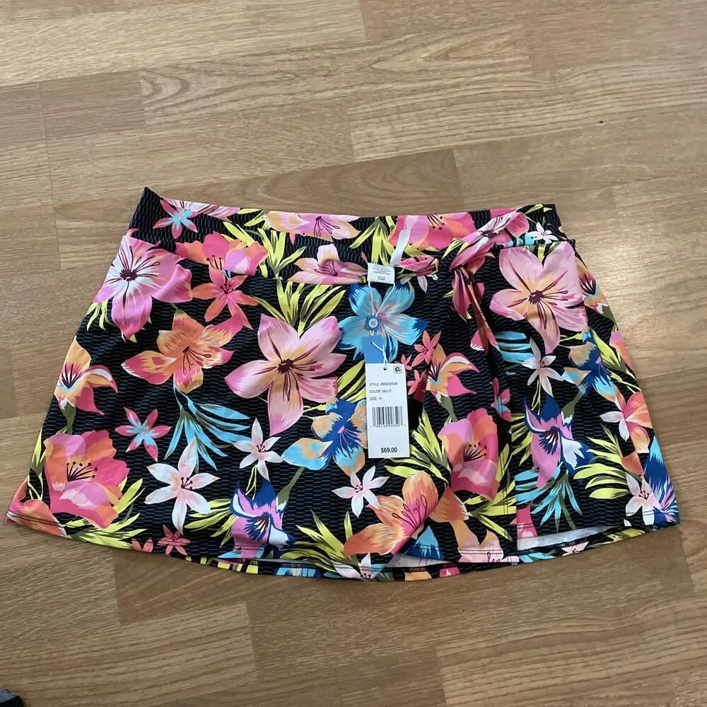 Bleu by Rod Beattie Sweet Escape Draped Swim Skirt Size 14 NWT $69